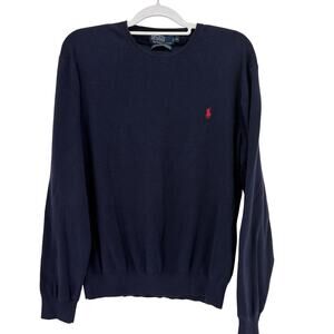 Polo Ralph Lauren Sweater Mens XL Blue‎ Crewneck Pullover Red Pony Classic Style